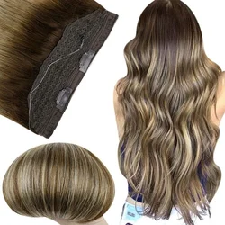 LaaVoo Estensioni dei capelli con filo di pesce 100% veri capelli brasiliani Lisci naturali 12-20 pollici balayage Colore 70g80g Estensioni dei capelli con filo