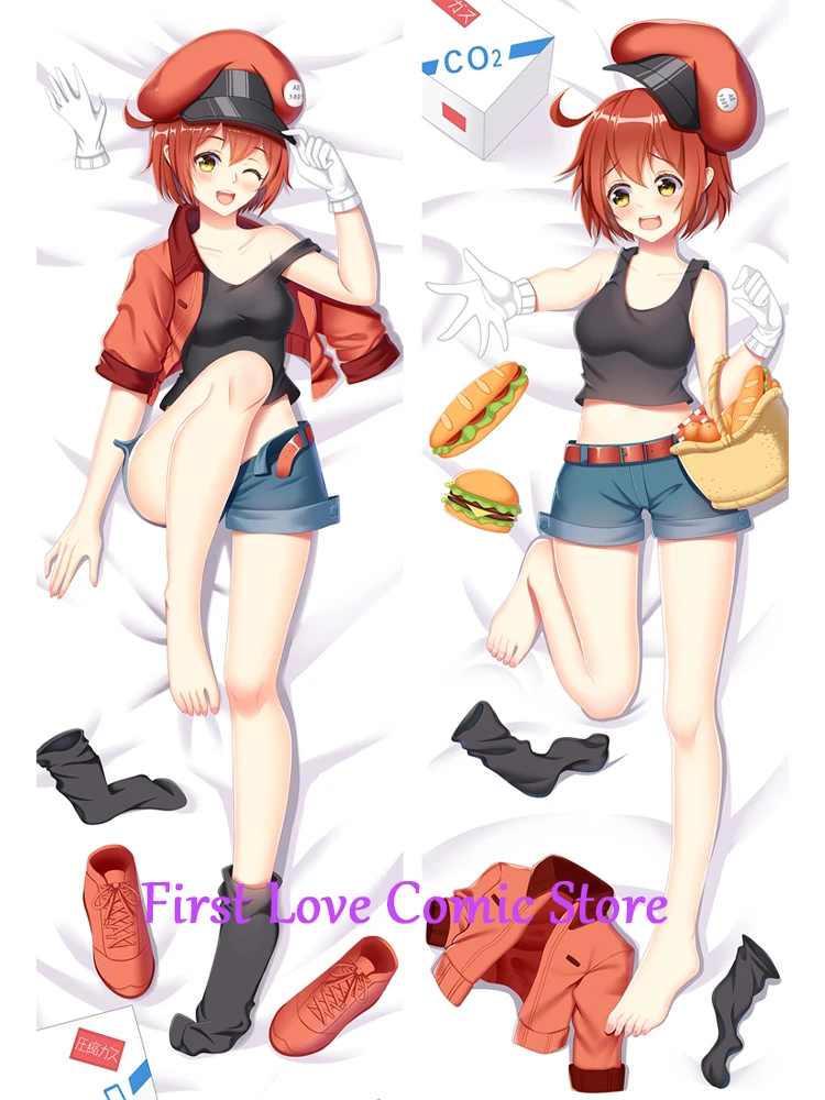 Anime Decorating Pillow Red Blood Cells Dakimakura 2-Side Print Pillowcase Hugging Body Cushion Cover Otaku Waifu