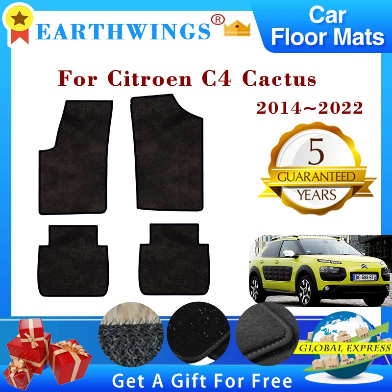 

For Citroen C4 Cactus 2014~2022 2015 Car Floor Mats Panel Footpads Carpets Cover Cape Rugs Foot Pads Stickers Auto Accessories