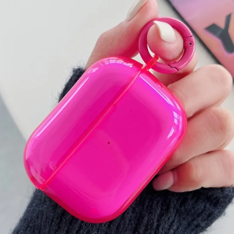 Housse fluorescente couleur bonbon pour écouteurs Apple AirPods Pro 3 Air Pods 4 2 1, étui de protection Transparent en TPU souple et cristal clair