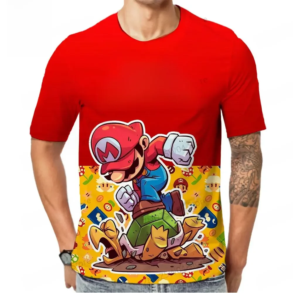 T-Shirt Super Mario pour Homme et Enfant, Streetwear Surdimensionné, à vaccage Rapide, à la Mode, Y2k, 2024