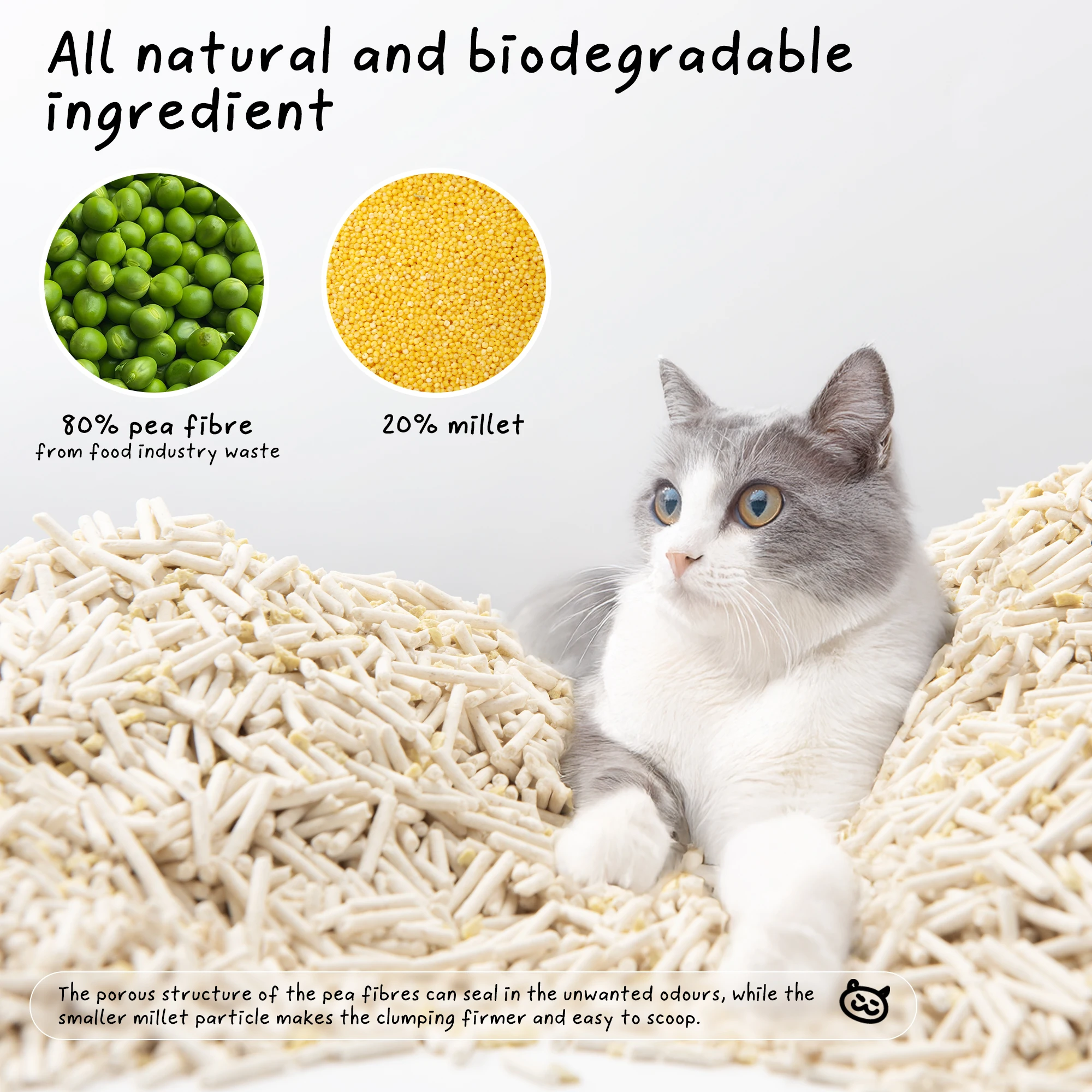 Cococat Plant-based Tofu Cat Litter - Biodegradable Clumping Litter, Dust-free and Easy Scooping, Flushable, Jasmi