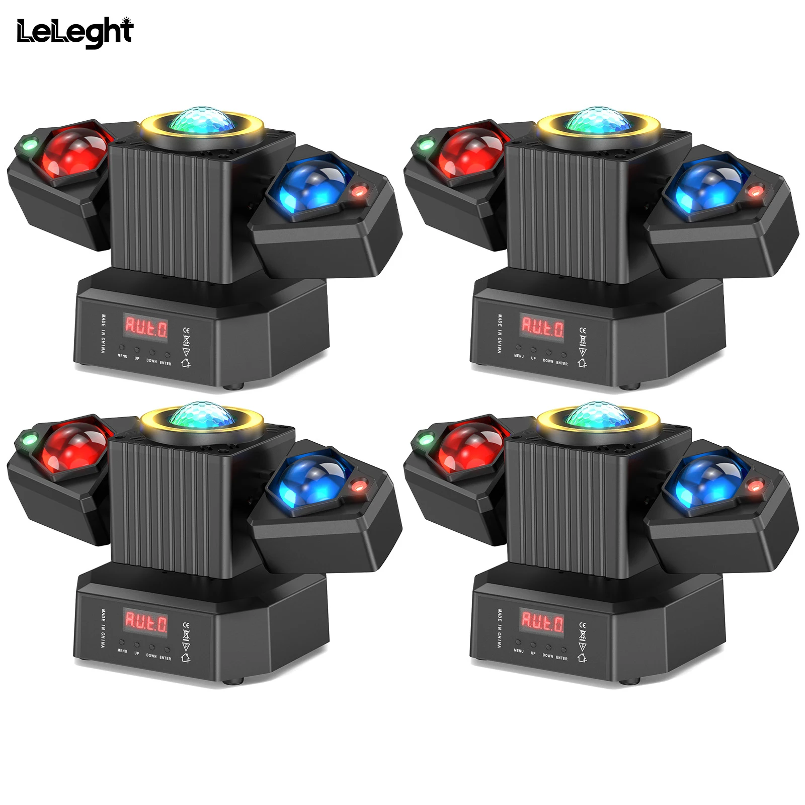 LeLeght 4Pcs Two-armed Stage Light RGBW 4-IN-1 Lighting Effect and Starry Effect Controlled DMX512 For DJ Concert Church Wedding