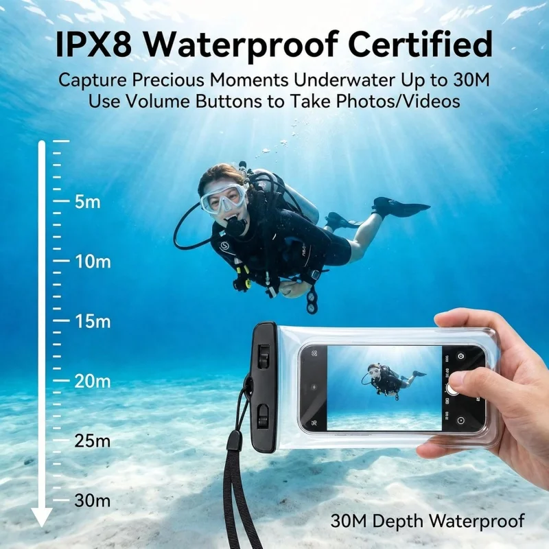 Waterproof Phone Pouch,Floatable Waterproof Phone Pouch with Touchscreen,Universal IPX8 Waterproof Cell Phone Case,Underwater Photography,for Swimming,Rafting,Diving,for All Models image 6