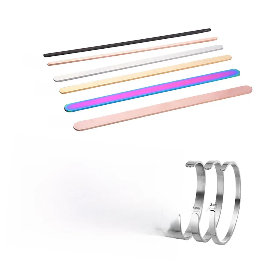 10 sztuk/partia szerokość 3/6/9mm 160mm 152mm długość DIY C otwarty mankiet bransoletka materiał lustro Polishe prostokątne puste paski ze stali nierdzewnej — zdjęcie 2