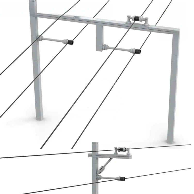 Overhead Wire Double Track City Tram Railway Add-on Model Overhead Wire Single Track MOC Bouwstenen Baksteen Speelgoed Cadeau - afbeelding 2