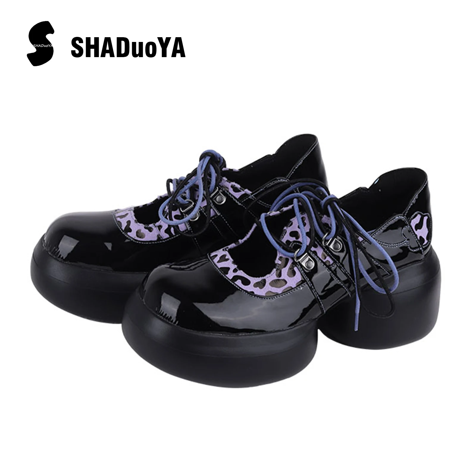 

Shaduoya-Women's Leather Mary Jane Shoes Cute Y2K Elevated Platform Shoes Height-Increasing Fashion Footwear