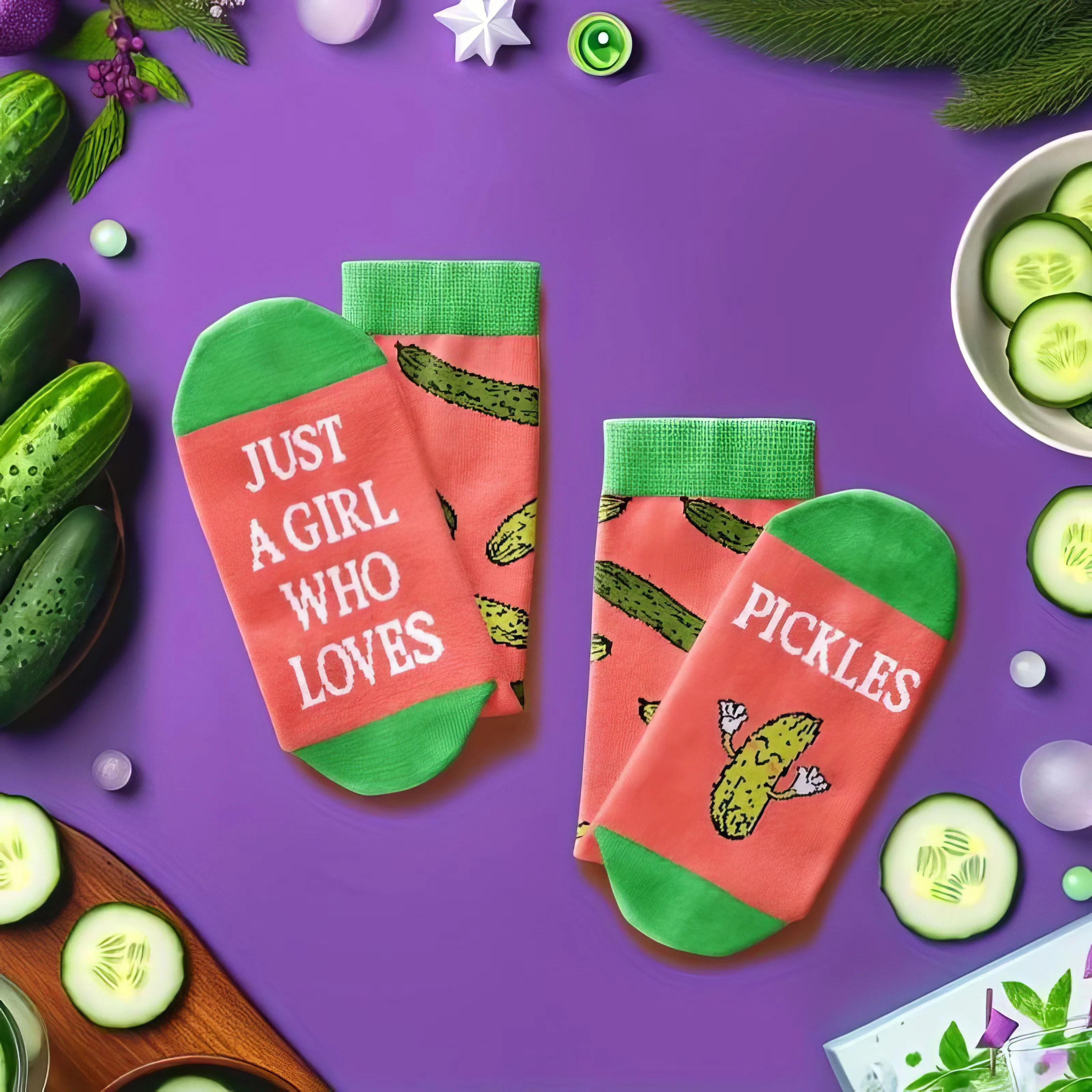 4-pack Holiday Gift Kimchi Socks with Fun Patterns and Comfortable Fabric, Suitable for Autumn and Personal Use As Gifts
