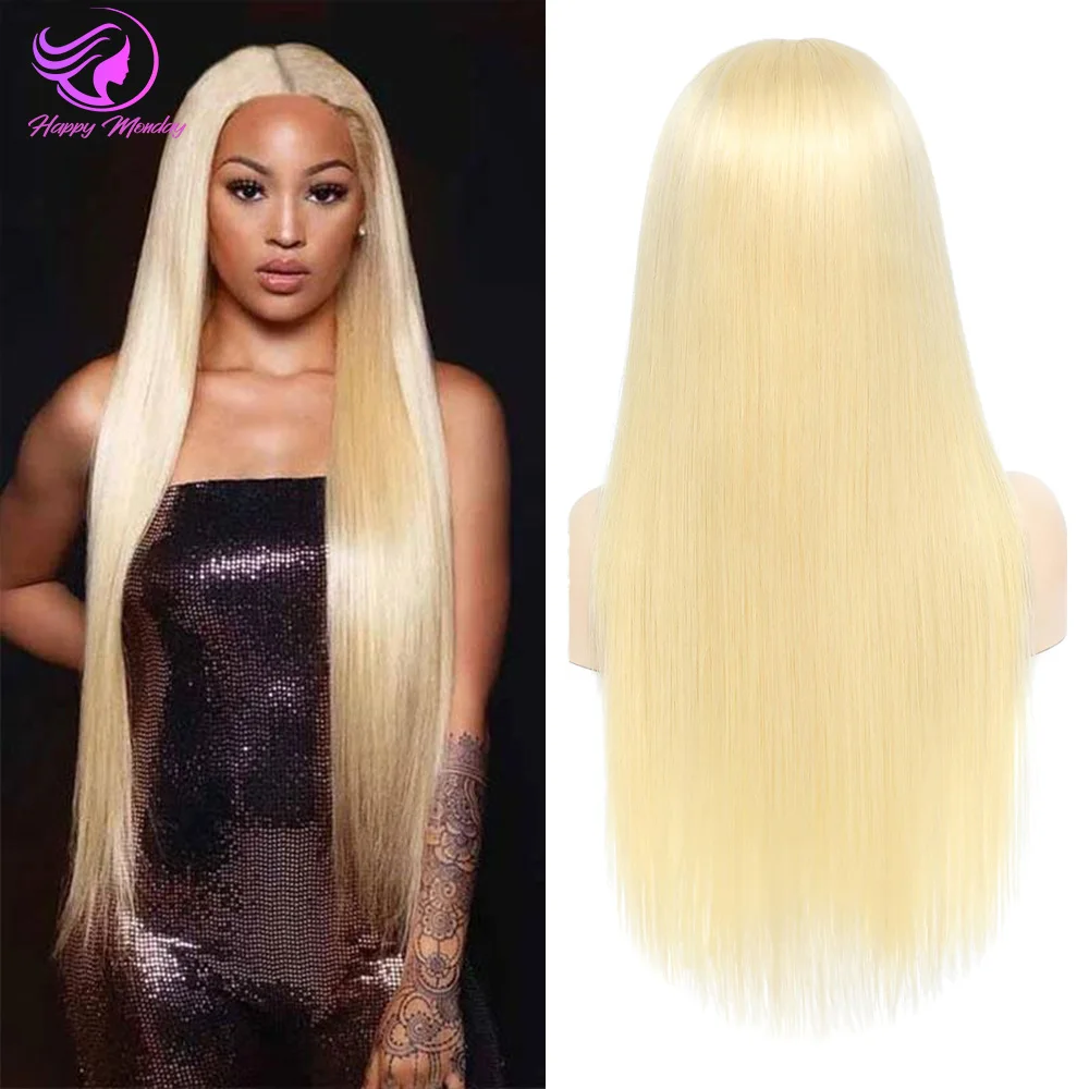 Perruque Lace Front Wig naturelle lisse blonde, 13x4, 613 HD, 613, 180% de densité