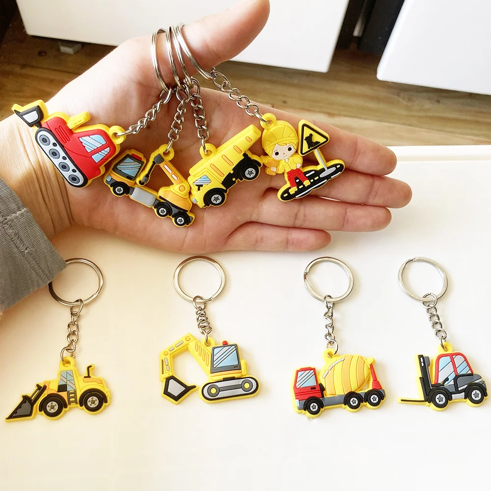 Construction Party Favor Birthday Supplies Toy Trucks Engineering Slap Bracelet Tattoos Gift Bag Keychain Plastic Straw Hard Hat