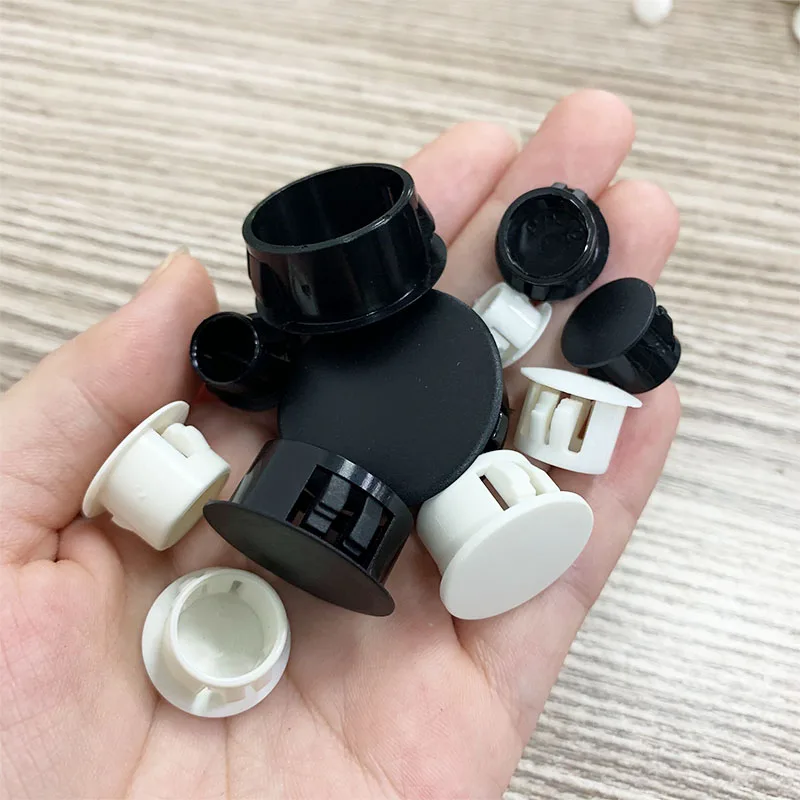 Snap-on Plastic Hole Plug Covers 5-50mm Tube End Caps Black/White/Milk White for DIY Mechanical Automotive Furniture