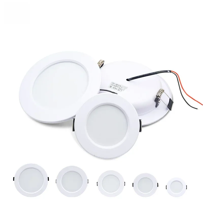 Led downlight 5w 9 12 15 18 corpo branco redondo led luz de teto dc 12v 24v ac 110v 220v quarto