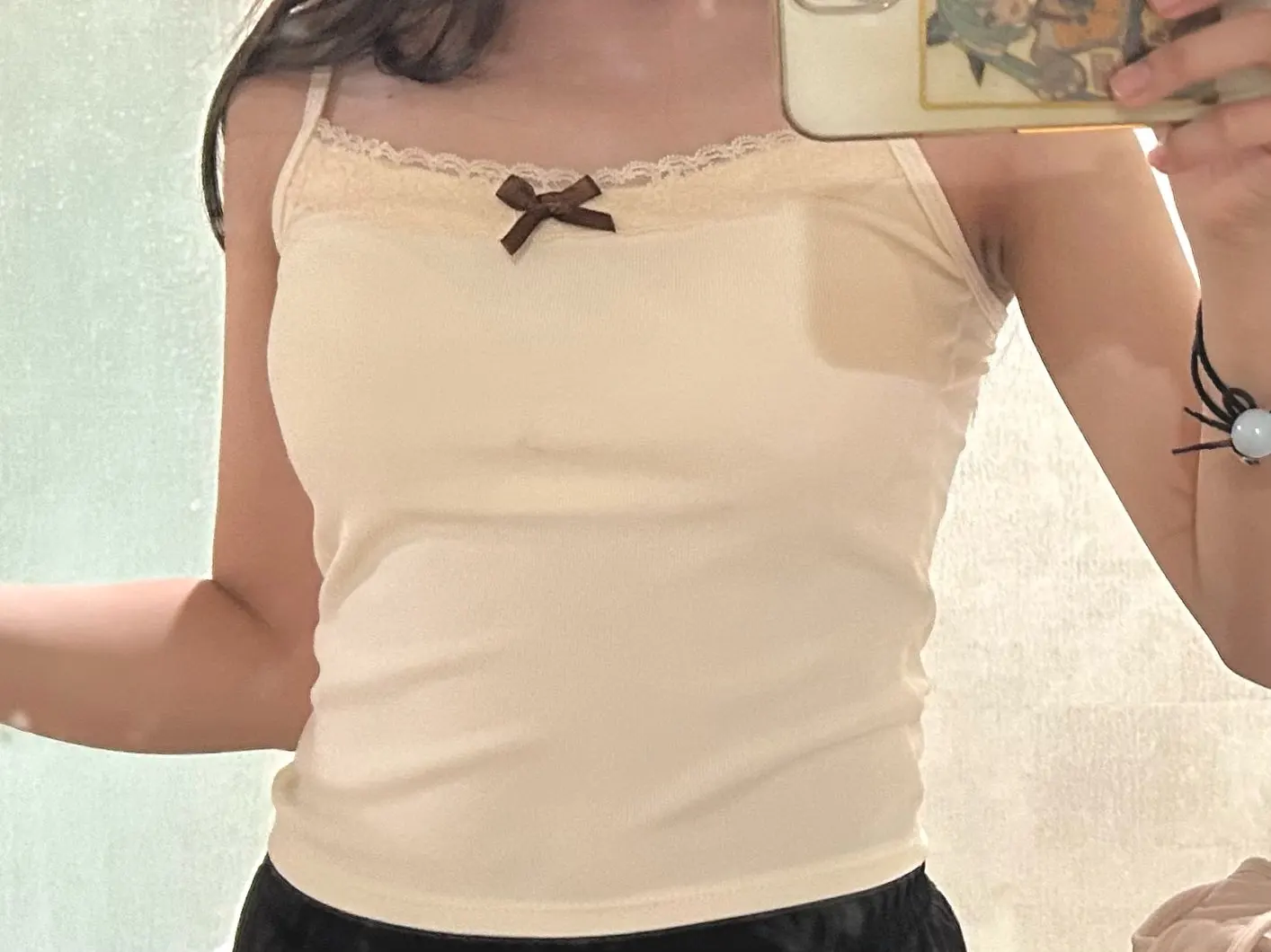 HOT Women's Camisole Elegant Lace Flower Print Camis Sexy Lace Top Tankvest Inner Wear With Chest Pad Summer Backless Crop Top photo review