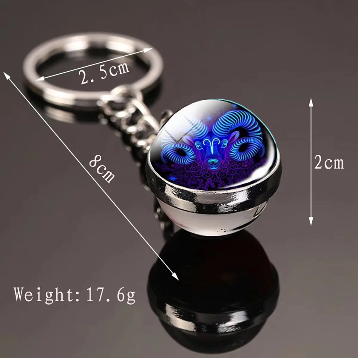 Exquisite 12 Zodiac Constellation Key chain, Luminous Double Sided Glass Ball Pendant, Birthday Gift for Men & Women