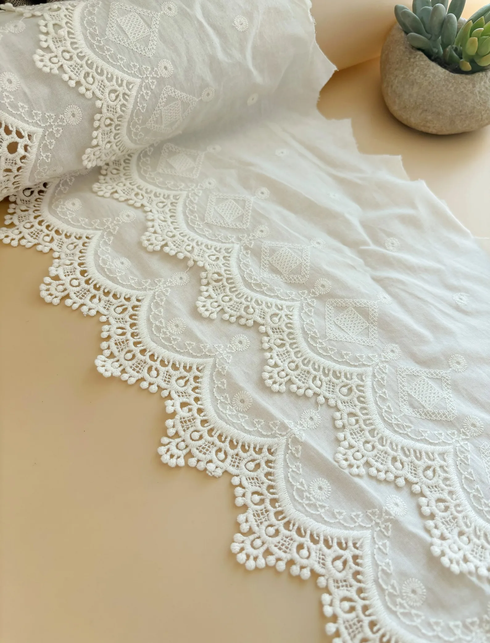 5 Yards 7.8 inches Ecru Cotton Lace Trim Diy Lace Wedding Fluorescent Lace Embroidery Lace Accessories Trim