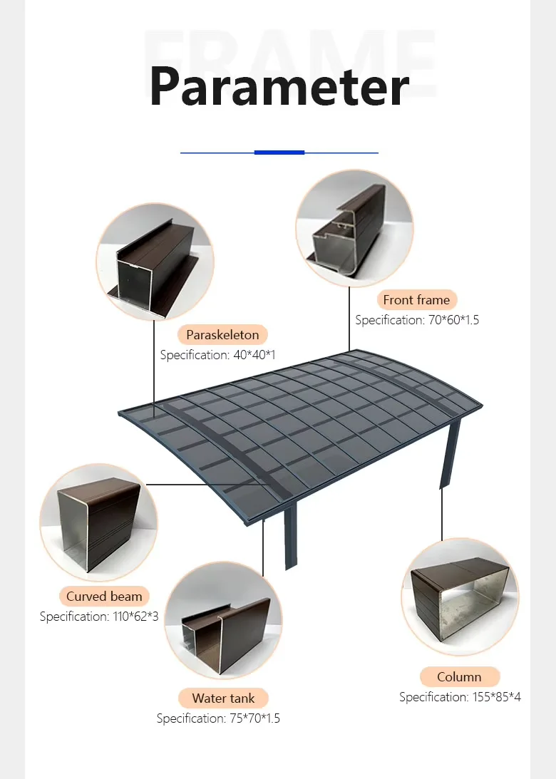 مرآب جناح تصميم بسيط، جراج حديقة، مظلة خارجية، مرآب متنقل، هيكل تركيب مرآب شمسي #4
