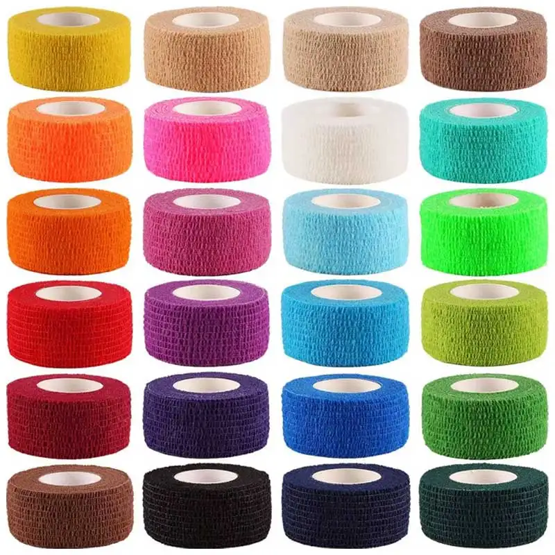 12 Rollen selbstklebendes Sport-Klebeband, Hansaplast-Klebeband, kohäsive Bandagen, Erste-Hilfe-Klebeband, Haustier-Klebeband, 2,5 cm x 4,5 m, zufällige Farbe