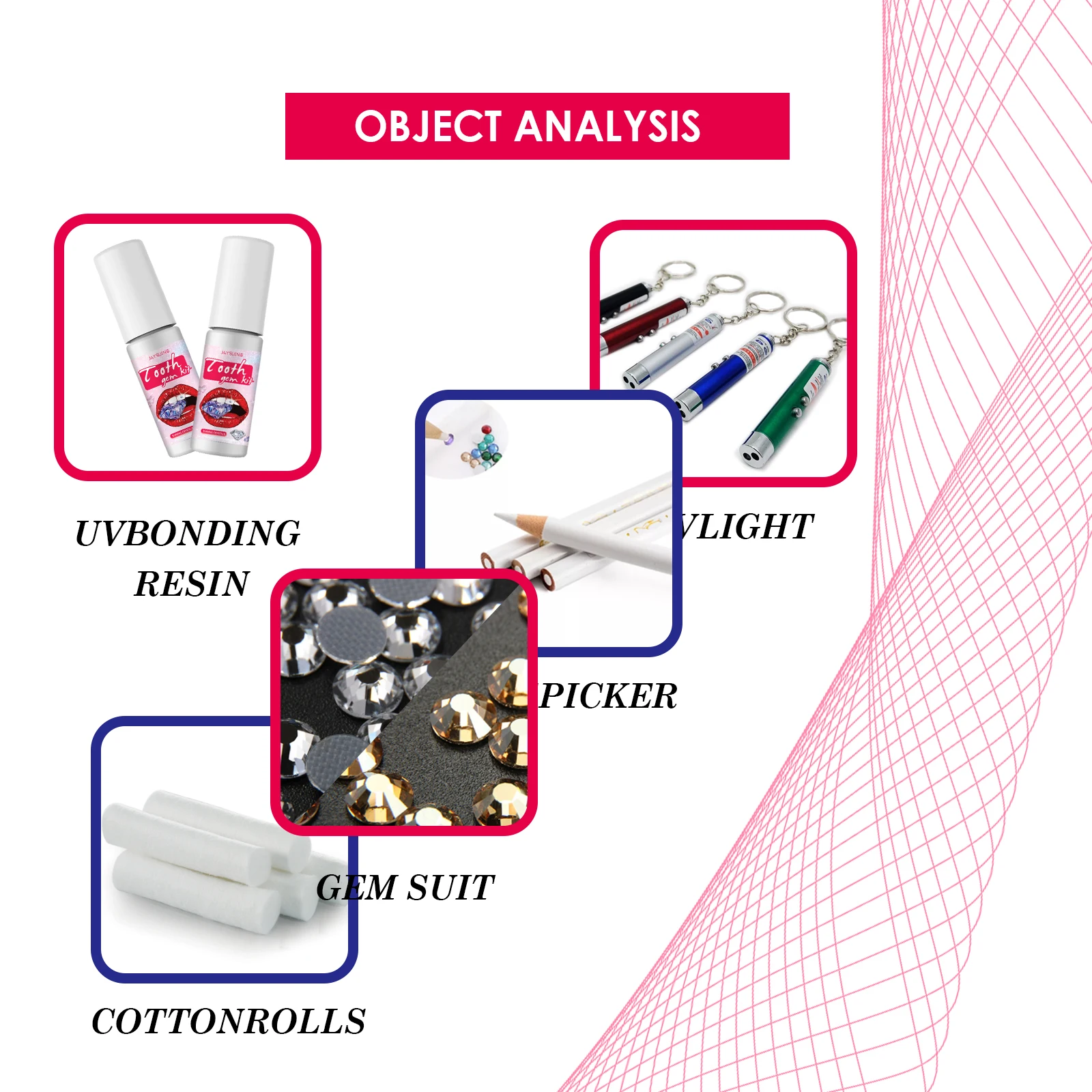 Kit Permata Gigi Multi Bagian Perhiasan Gigi Aplikasi Mudah Penghilang Aman Kuat Tahan Lama Tanpa Istirahat Set Gigi Berkilau Tahan Lama