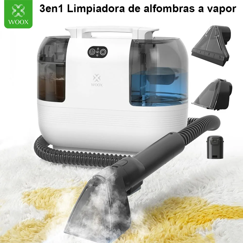 Machine de nettoyage à vapeur 3 en 1 Woox 1700W 15 Kpa, nettoyeur de tapis à vapeur portable pour le nettoyage à sec et humide des canapés, des lits et des sièges de voiture, double réservoir, adapté aux animaux domestiques