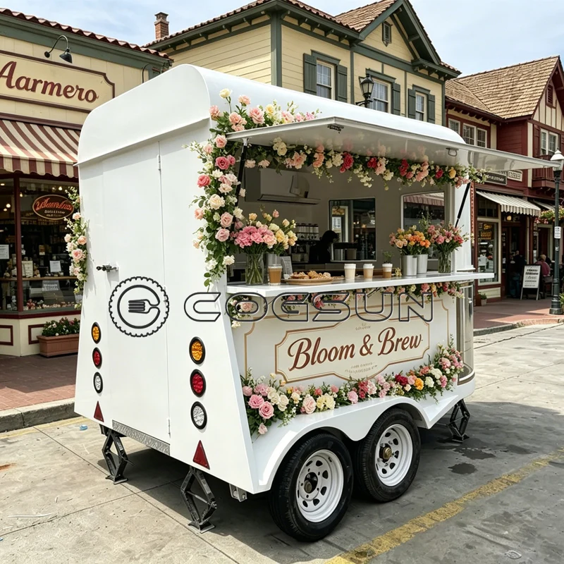 Customizable Retro Outdoor Mobile Food Carts Mini Hot Dog Luxury Cafe Trailer Multi-Functional BBQ Catering Vehicle Sales