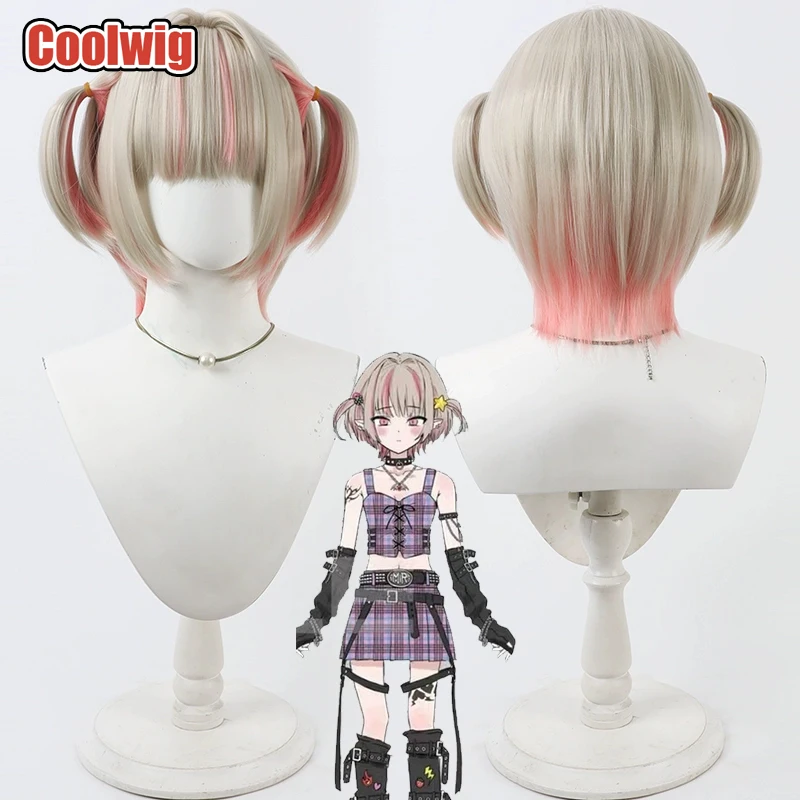 Coolwig Synthetic Hair Makaino Ririmu Cosplay Wigs Virtual YouTuber Makaino Ririmu Light Blonde Mixed Pink Wig Heat Resistant
