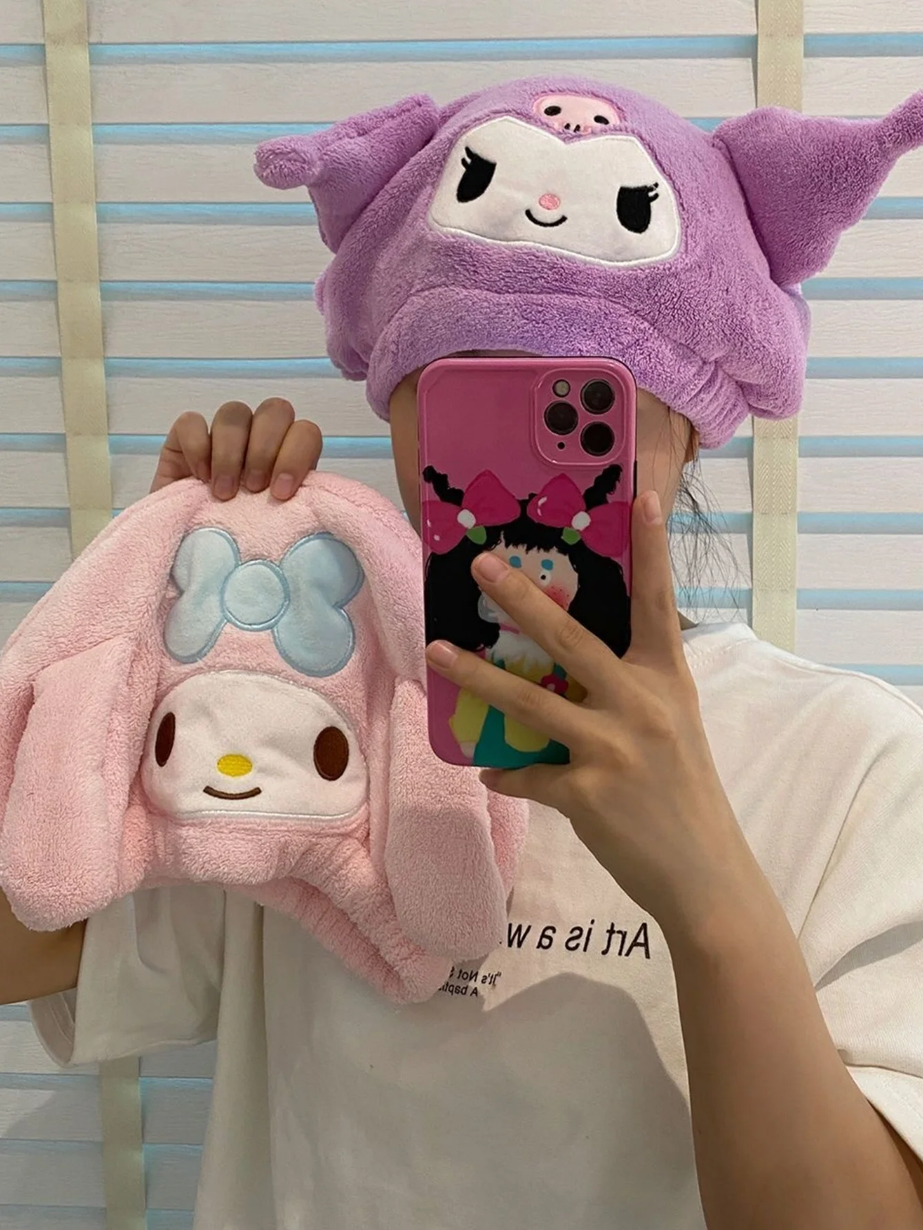 قطعة واحدة من قبعة تجفيف الشعر الكرتونية كورومي ميلودي سينامورول - فائقة الامتصاص، سريعة الجفاف، ناعمة ومريحة