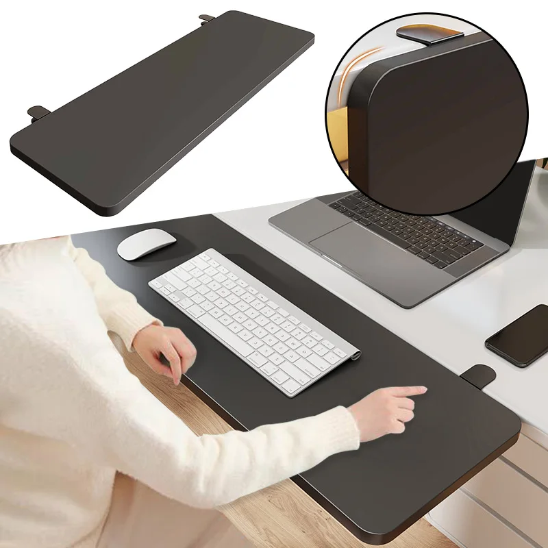 رف مكتب، لوحة مفاتيح، صينية مريحة، سهلة التركيب، منظم محطة العمل، مسند ذراع المكتب المنزلي، دعم المعصم #3