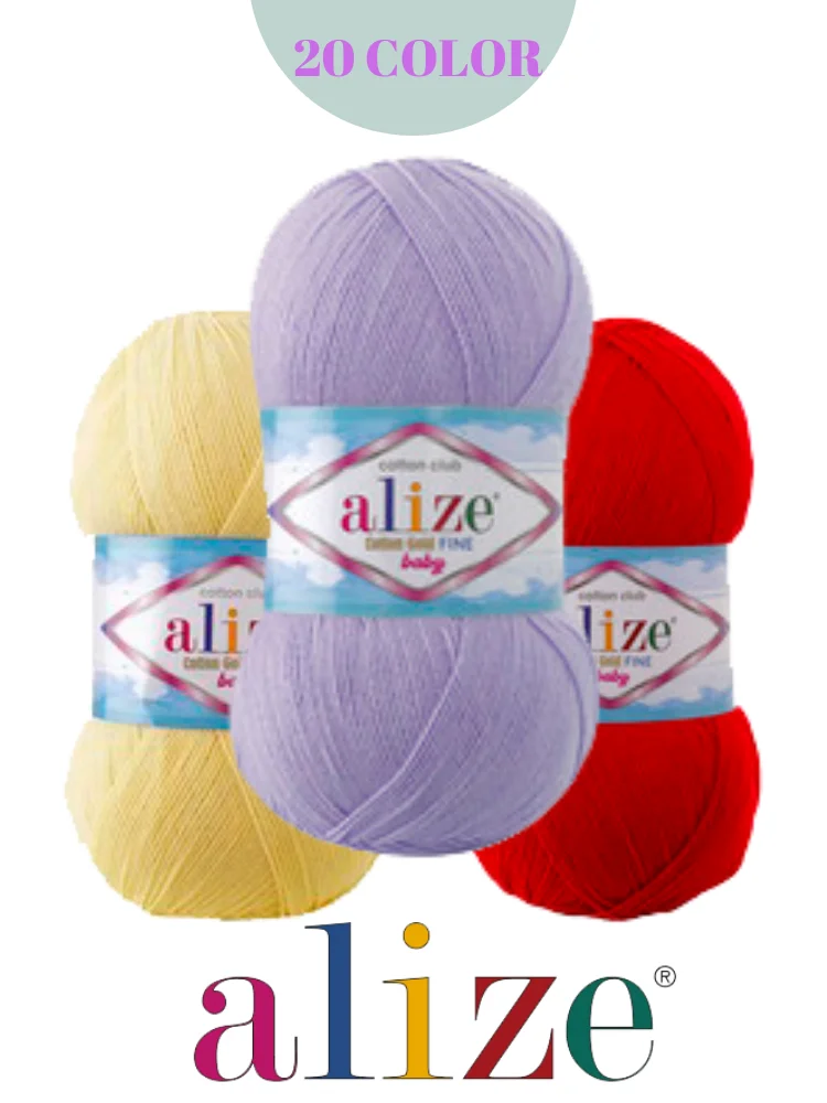 Knitted Yarn - 20 Color Options - 470 Meters (100gr) - Alize Cotton Gold Fine Baby - Acrylic - Cardigan - Sweater - Blouse - Vests - Home Textile -