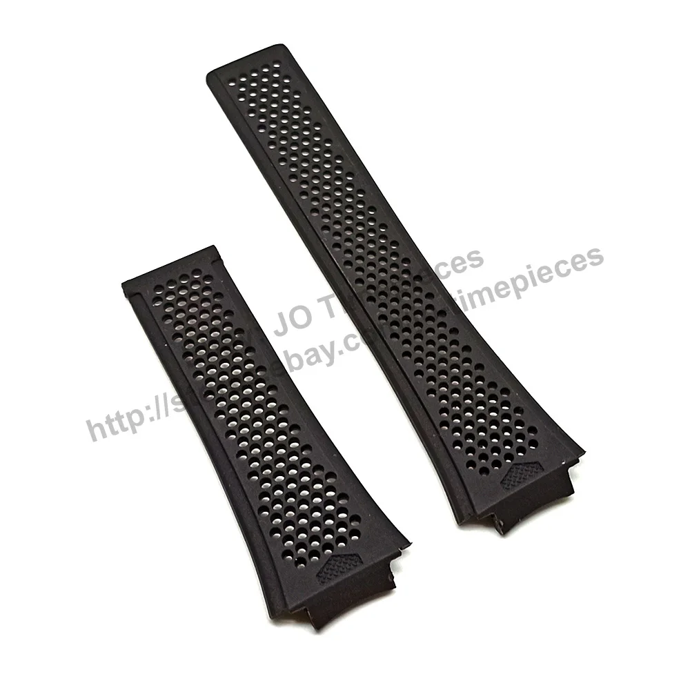 16mmx20mm Black Rubber/Silicone Perforated Replacement Watch Strap Band Comp. for TAG HEUER