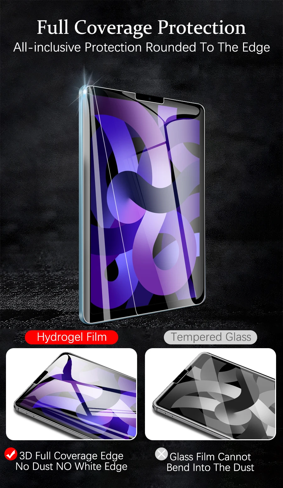2 Stück Hydro gel folie für iPad Pro 11 12,9 Luft 4 5 13 10,2 Displays chutz folie für iPad Mini 6 2 3 9,7 9 Genration nicht Glas – Detail 10