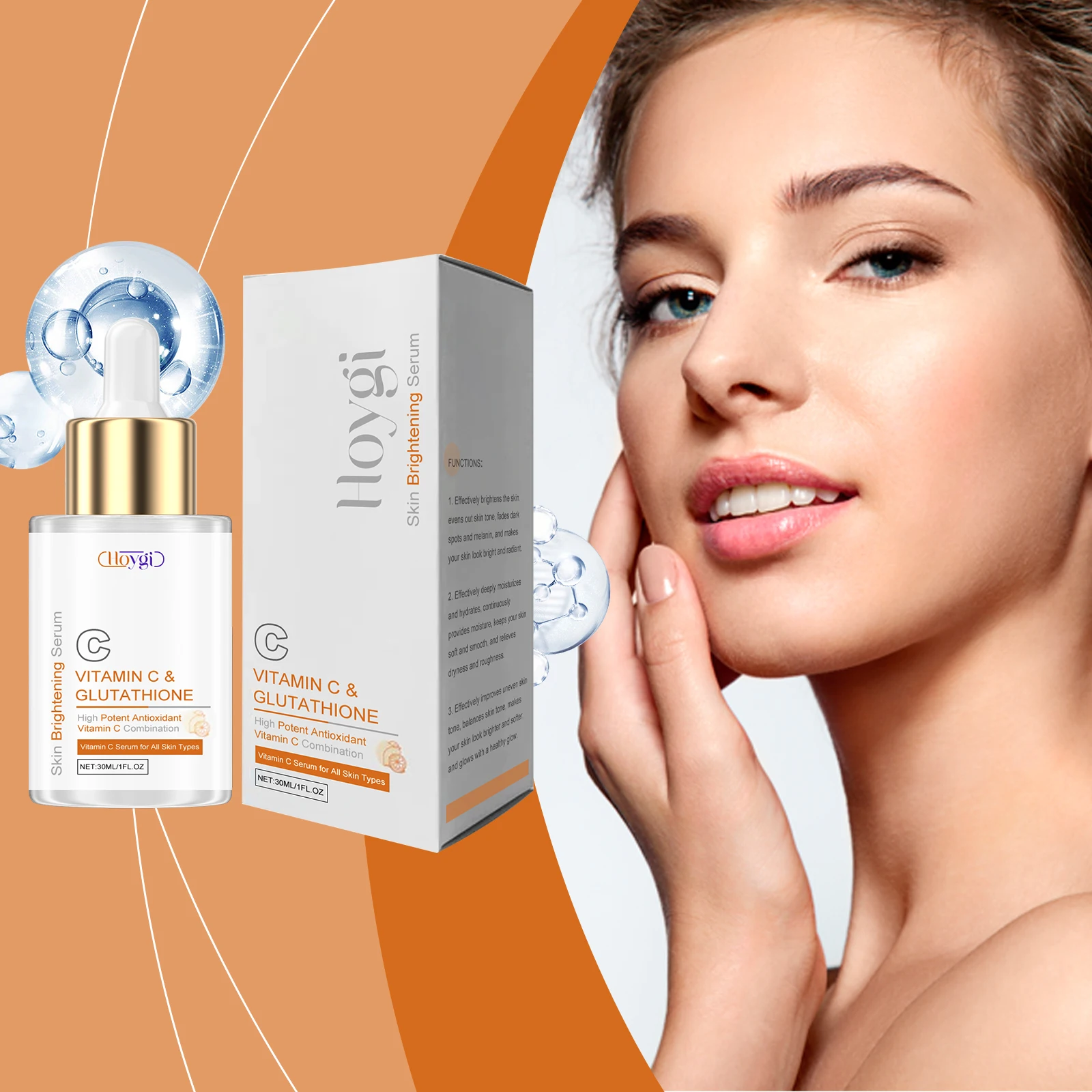 

Hoygi 30ml Vitamin C Facial Serum Glutathione Firming Face Dark Spot Corrector Hydrating Skin Nourish Tender Skin Brighten Serum