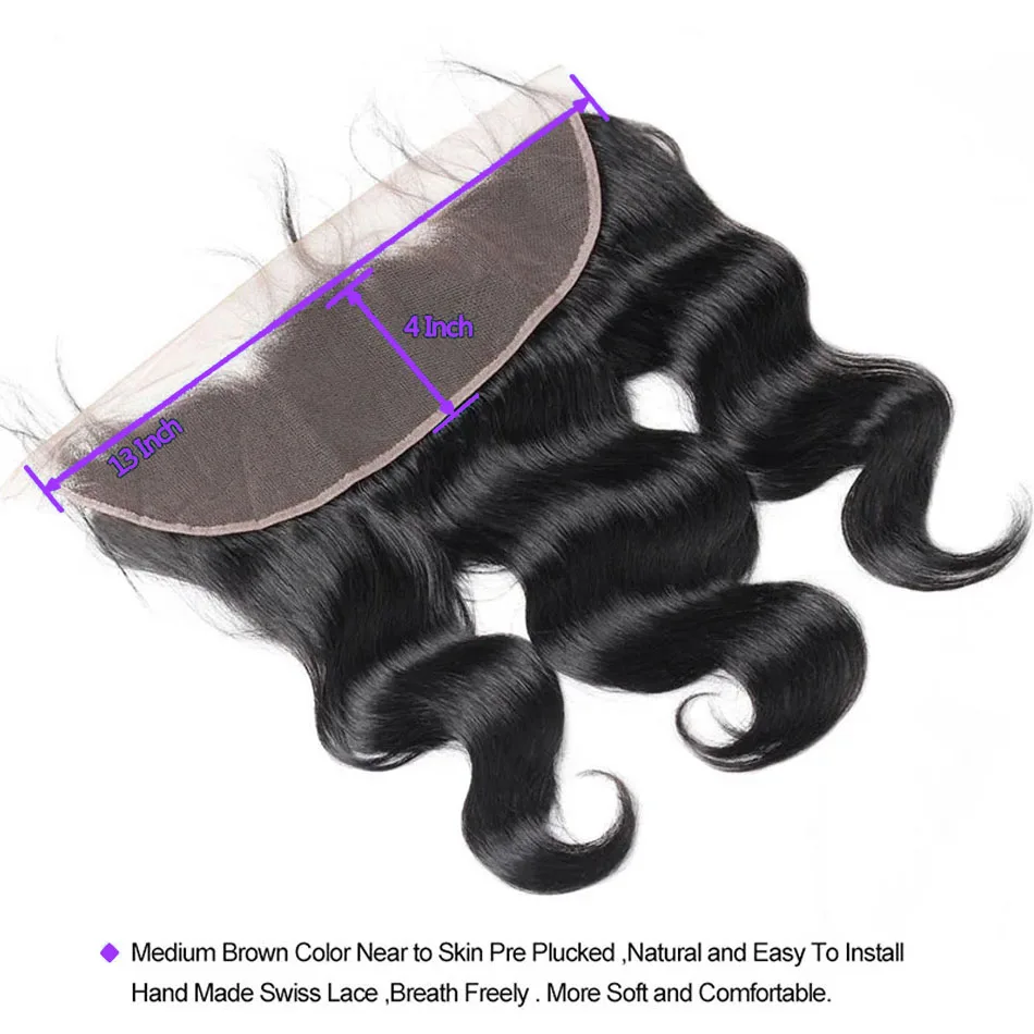 Body Wave Human Hair Bundles With Frontal 13x4 HD Transparent Lace Frontal Brazilian Real Hair 100% Natural Human Hair Extension