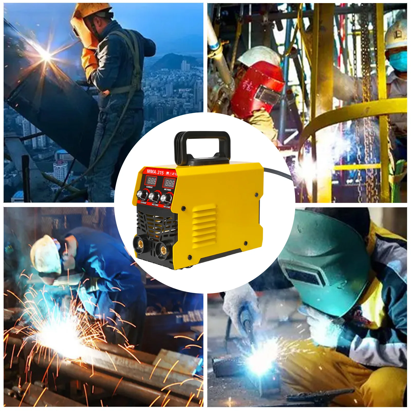 MMA-315 آلة لحام محمولة شاشة مزدوجة العاكس قوس لحام كهربائي 220 فولت الحالي قابل للتعديل آلة لحام مدمجة #6