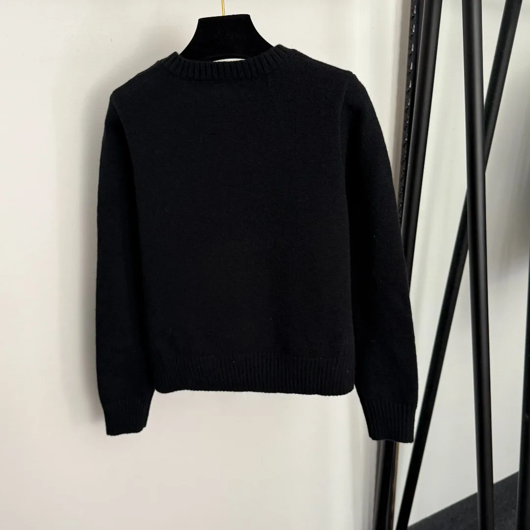 

25 autumn/winter round neck nail drill pullover long sleeved knitted sweater for women's trendy temperament fashion sweater