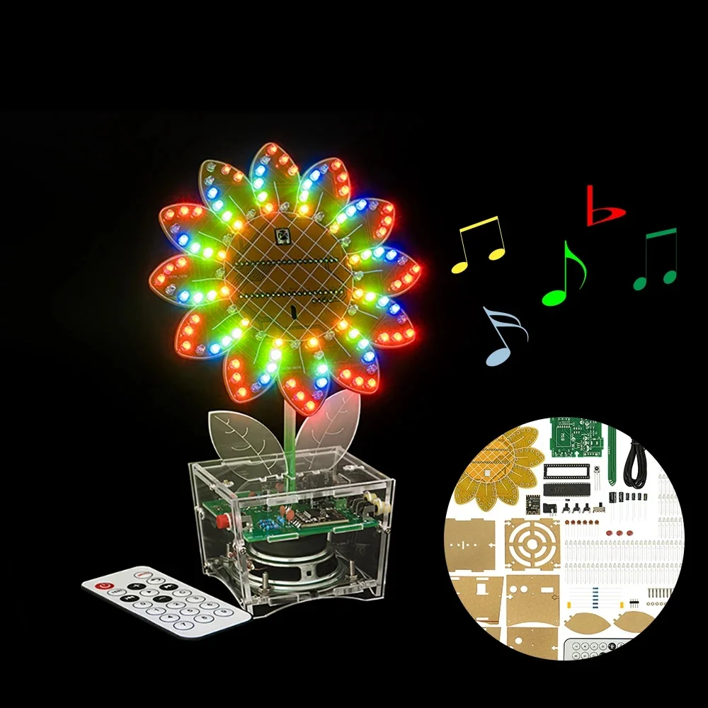 Zonnebloem Bluetooth Geluid LED Kit Animatiemodus Muziekspectrum Creatief Plezier DIY Elektronische productieonderdelen - afbeelding 2