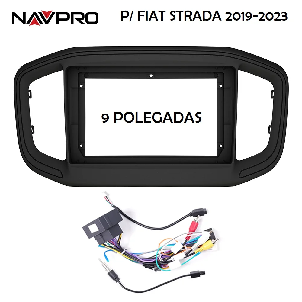 FOR FIAT STRADA 2019 2023 9 POLEGADAS Moldura e cabos de conexão para instalação de central multimidia NAVPRO CASKA