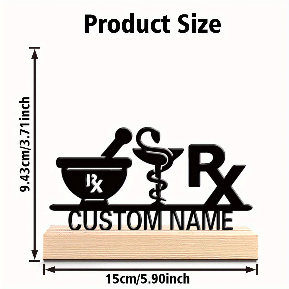 Personalized Medical Metal Desk Decor, Pharmacy Symbol Design, Nice Gift for Doctors Nurses Pharmacists Office Use view 2