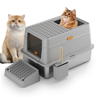 Large engaged Cat Litter Box with ID Cover & 1 Step Step Step Step Steel Front Entry & Top It Cat Toilet,with Litter Scoop