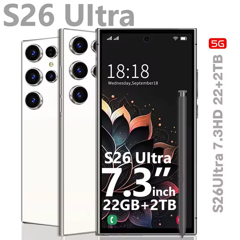 

The phone case is used for Hot New S26 Ultra Smart phone 7.3inch Full Screen 5G Cell Phone 22TB+2TB 7800mAh Mobile Phones Global