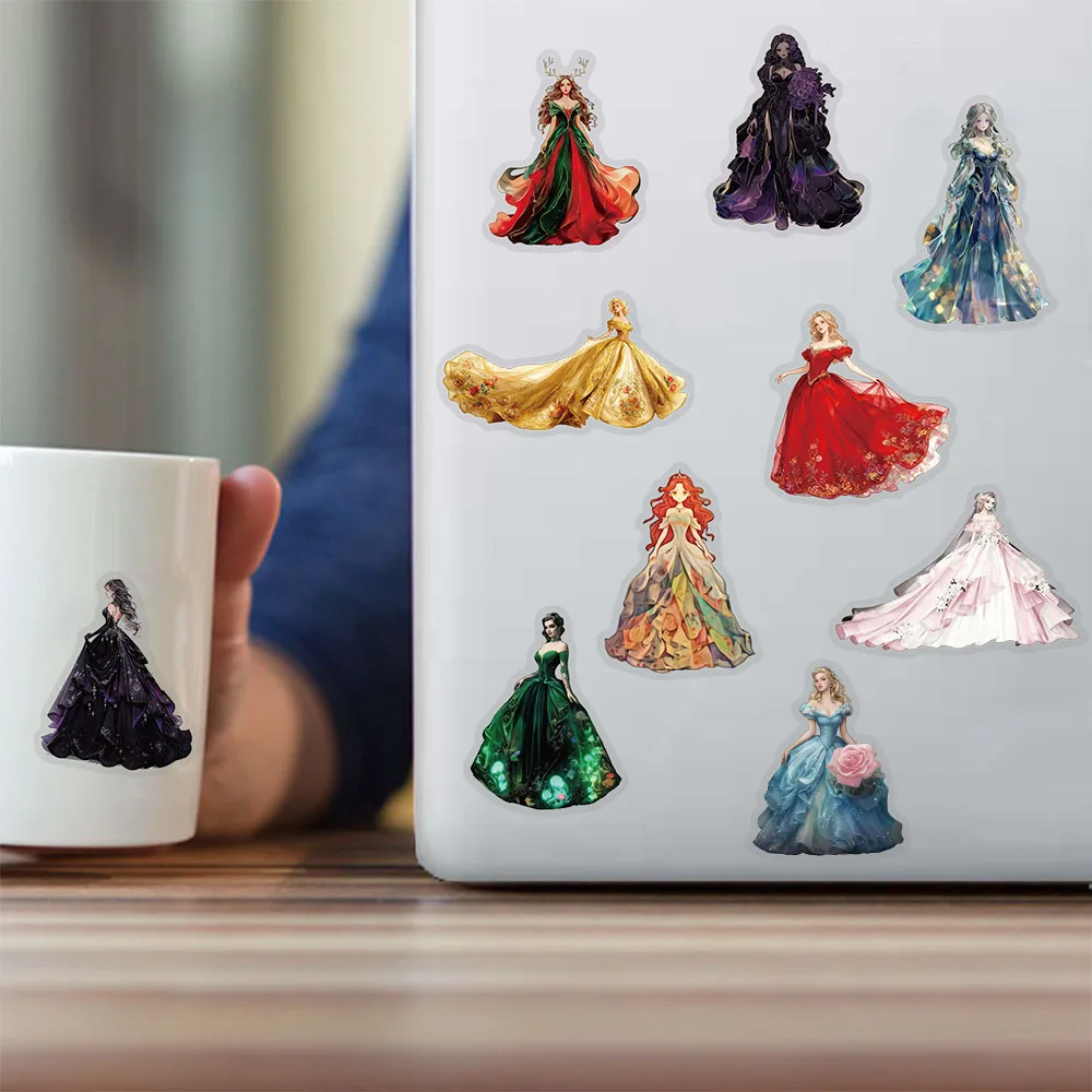 50 SZTUK Naklejek z Kreskówkowymi Dziewczynami w Spódniczkach, Dekoracyjne Naklejki na Gitarę, Obudowę Telefonu, DIY, Bagaż, Laptop, Wodoodporne Naklejki