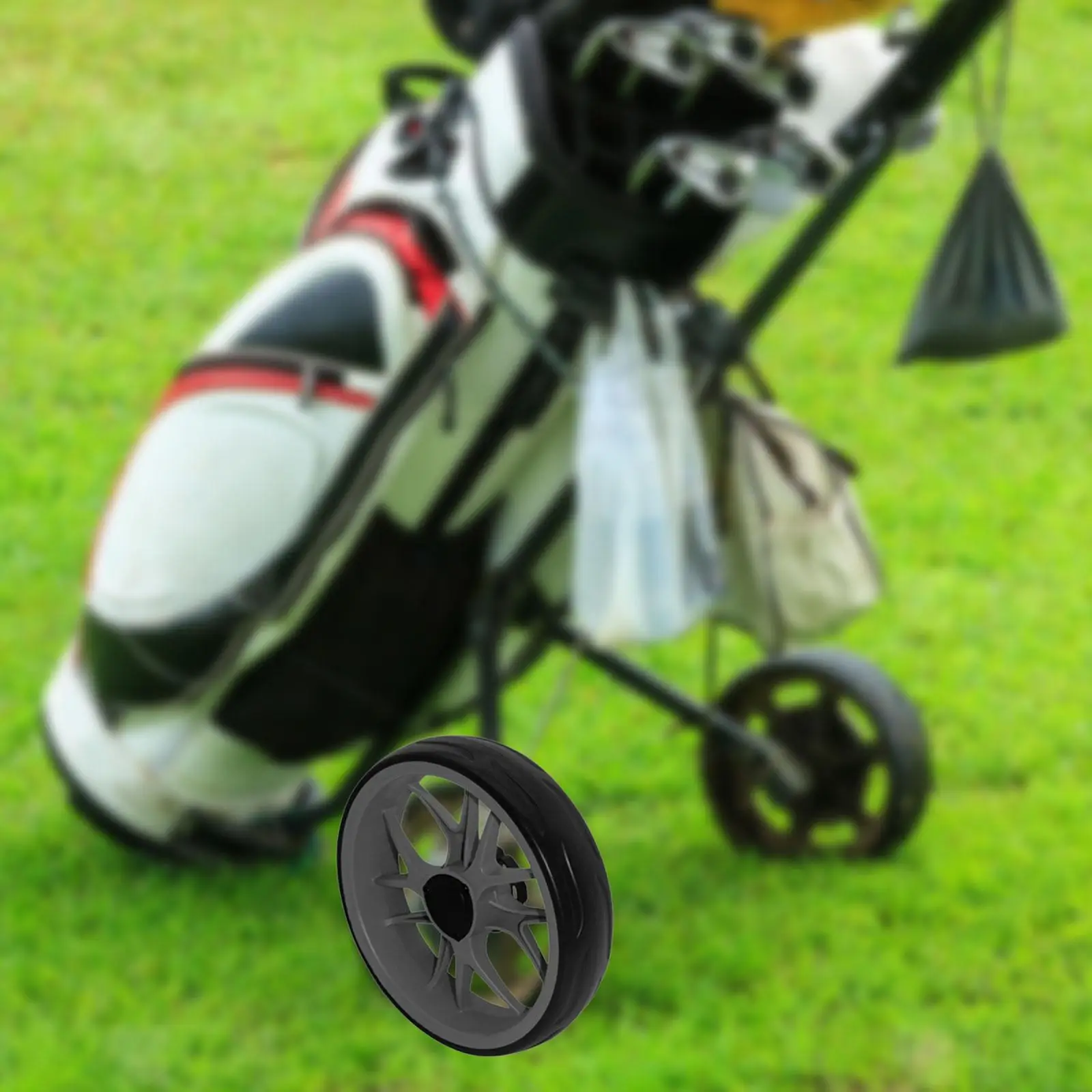 1 PC Golf Trolley Wheel Folding Golf Trolley Tire High Performance Portable Trolley Wheel Easy to Install Replace Part for Carts