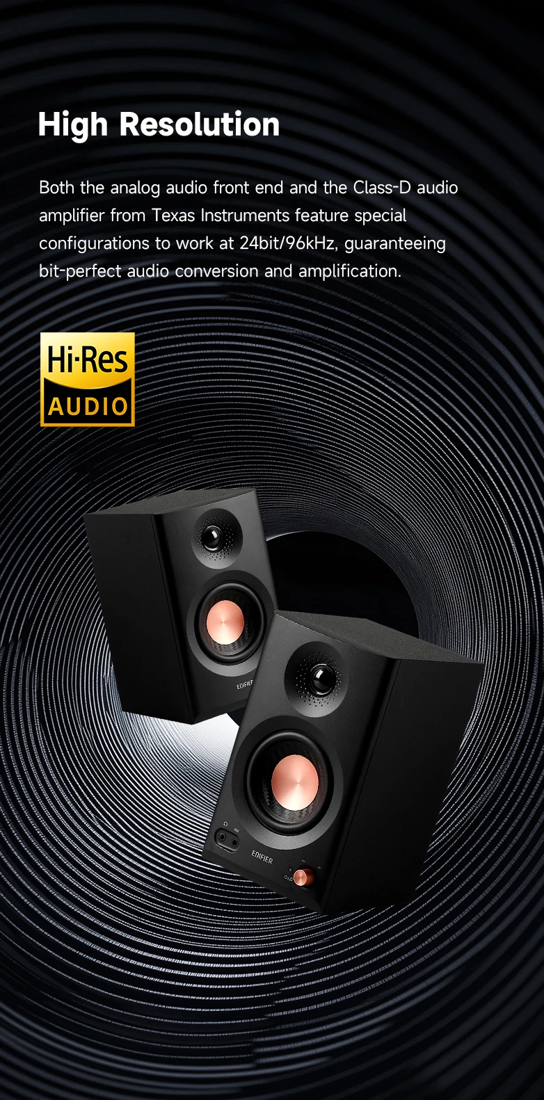 Edifier MR3 Aktive 2.0 Studio-Monitorlautsprecher Bluetooth 5.4 36W RMS Hi-Res Audio 3,5 Zoll Treiber Multi-Eingang – Detail 6