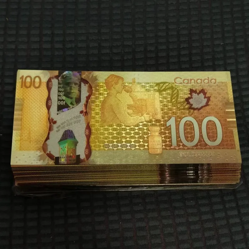 5~100pcs Nice Canada 100 Dollars Bills Plastic Banknote  Canadian Dollar Banknote in 24k Gold Plated For Collection