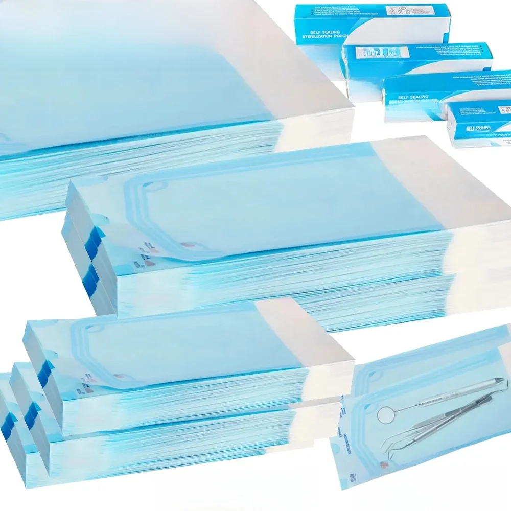 Sacs de stérilisation auto-scellants, 200 pièces, 7 tailles, sacs de stérilisation pour Autoclave, outils pour ongles, papier de qualité, accessoires de tatouage dentaire