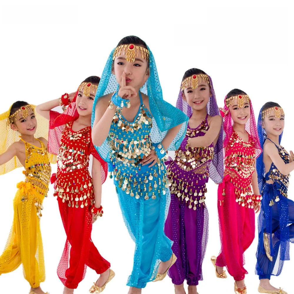 Zestaw kostiumów do tańca brzucha dla dzieci Oriental Dance Girls Belly Dancing India Belly Dance Clothes Bellydance Child Kids Indian 6 Colors — zdjęcie 2