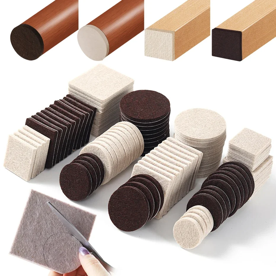 3-72PCS Filcowe podkładki pod nogi krzesła Okrągłe kwadratowe ochraniacze podłogowe Samoprzylepne podkładki meblowe Wyciszająca podkładka zderzaka Domowe meble Mata na stopy — 2