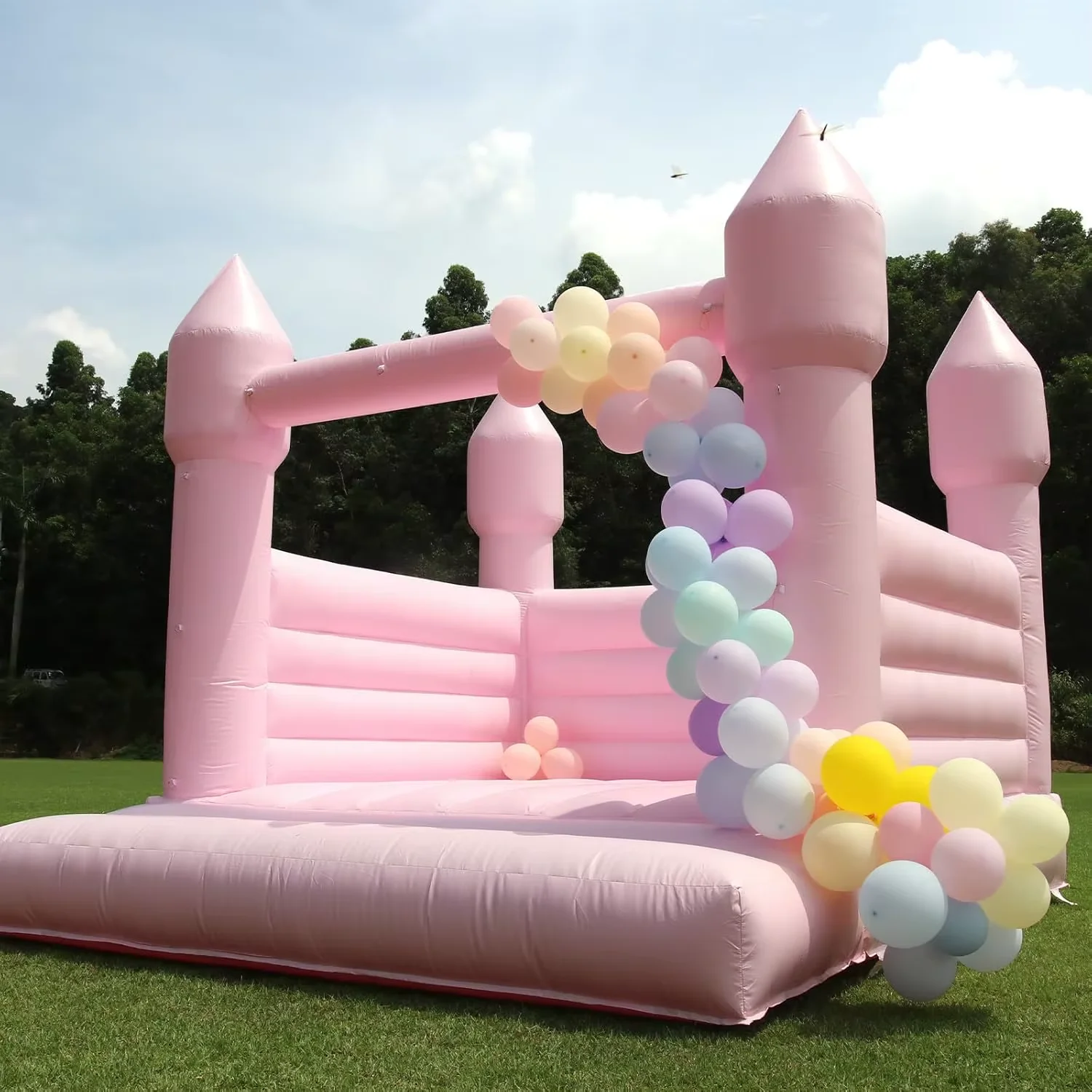 Casa de rebote inflable blanca, puente, Castillo hinchable, cama de salto comercial grande de PVC para niños con soplador para diversión al aire libre, juguete deportivo