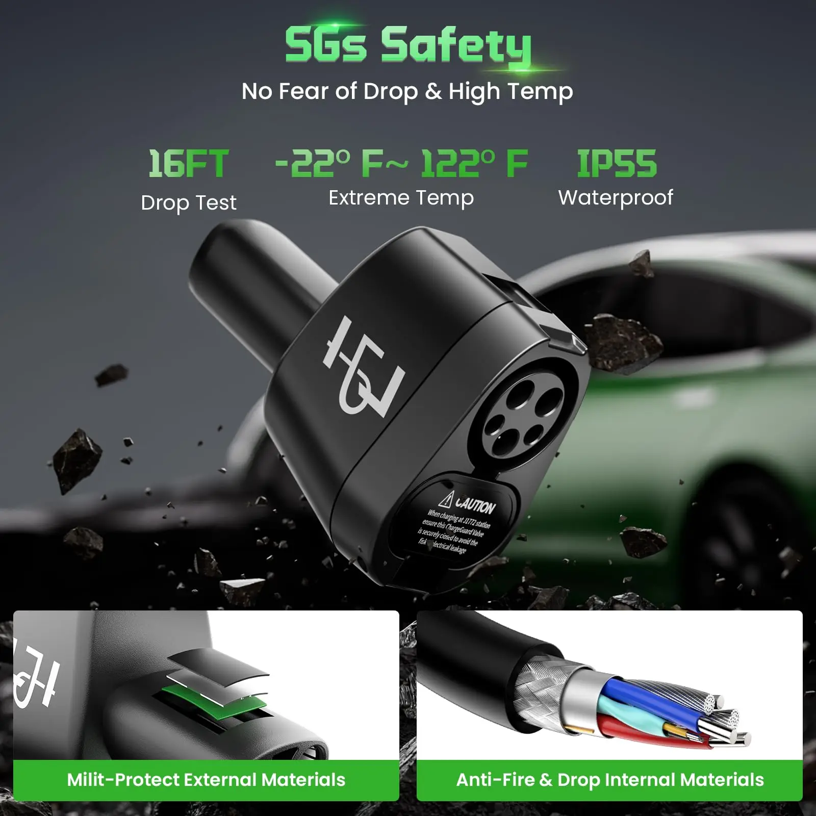 테슬라 어댑터용 2 in 1 CCS1 & J1772 어댑터 250KW 모델 Y/3/S/X/사이버트럭 초고속 CCS1 충전 어댑터 EV 충전소 썸네일 6