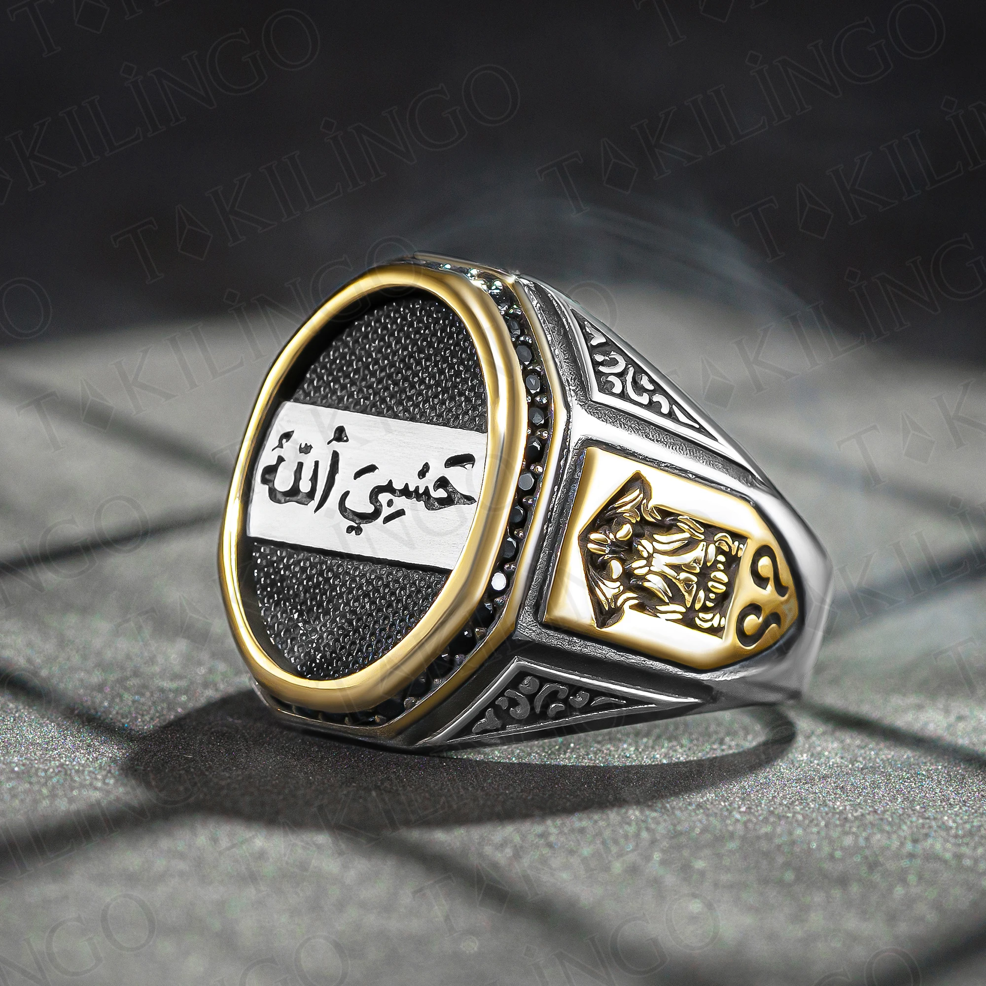 Handmade Muslim Jewelry,925 Sterling Silver Hasbi Allah (Allah is Sufficient for me) Islamic Men's Ring, Religious Ring Gift Men