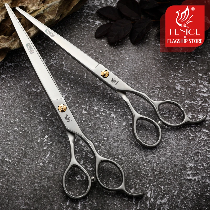 Fenice 7.0/7.5 Professional Grooming Cutting Straight Scissors Japan 440C Seratted Shear for Dogstylist